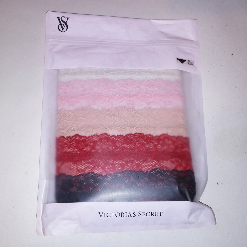 Victoria's Secret Panty Set of 5 XXL 2X Cheeky White Pink Beige Red Black Lace